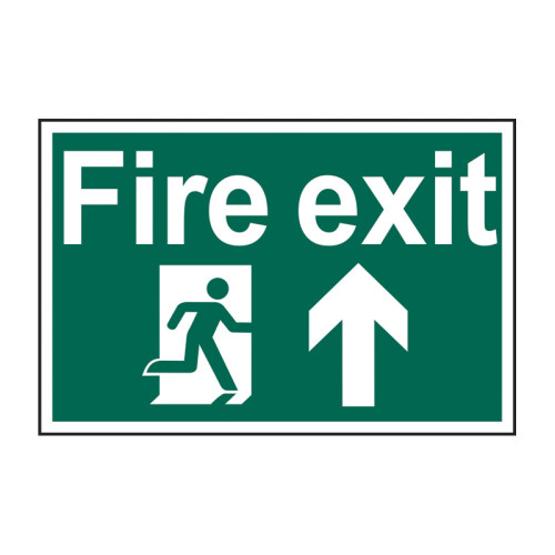Fire exit running man arrow up - 1.2mm Recyclable PP (600 x 400mm)