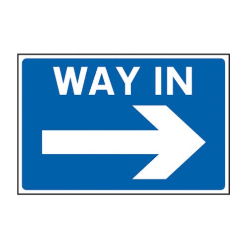 'Way In Arrow Right' Sign, 3mm Foamex PVC Board (600mm x 400mm)
