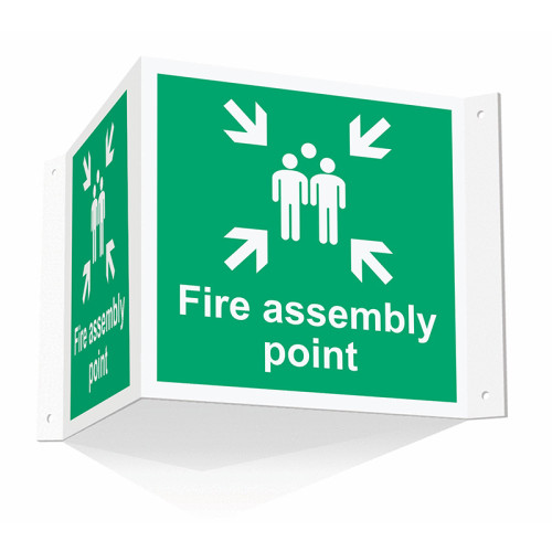 Fire assembly point (Projection sign) 1.2mm Recyclable PP (200mm face)