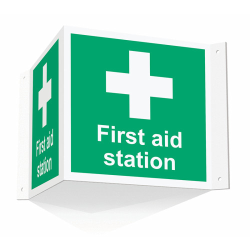 First aid station (Projection sign) 1.2mm Recyclable PP (200mm face)