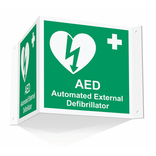 AED (Projection sign) 1.2mm Recyclable PP (200mm face)