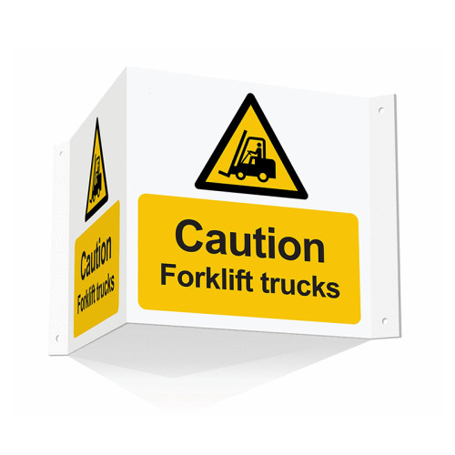 Caution Forklift Trucks (Projection sign) - PP (200mm face)