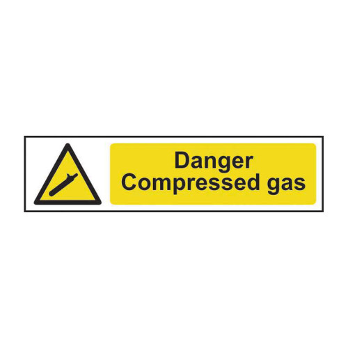Danger Compressed gas - Self Adhesive PP (200 x 50mm)