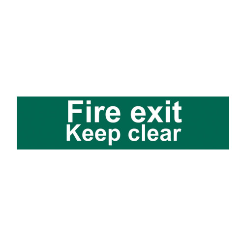 Fire exit Keep clear (text only) - 1.2mm Recyclable PP (200 x 50mm)