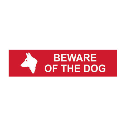 Sign/Sticker - Beware of the dog - 1.2mm Recyclable PP (200 x 50mm)