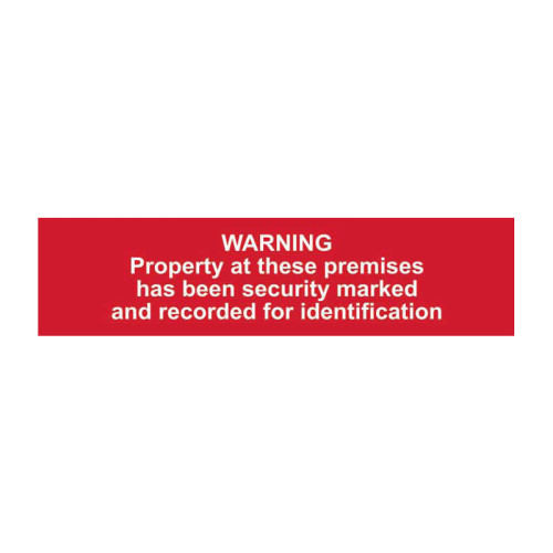 Warning Property at these premises has been security marked... - Self Adhesive PP (200 x 50mm)