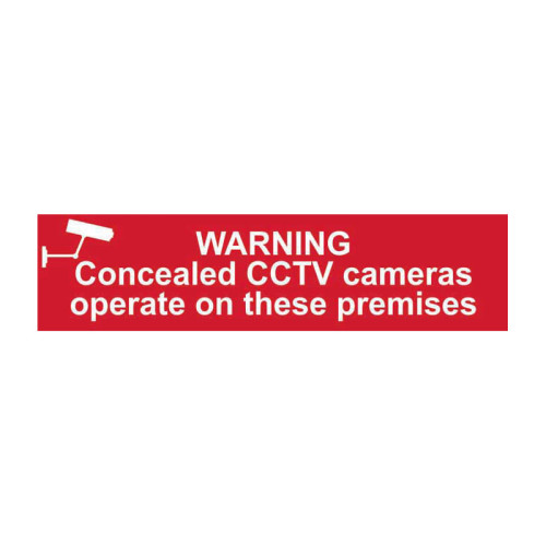Sign/Sticker - Warning Concealed CCTV cameras operate on these premises - Self Adhesive PP (200 x 50mm)