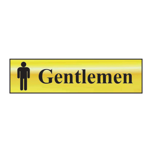 Gentlemen' Sign, Polished Gold Effect, Self-Adhesive PP (200mm x 50mm)