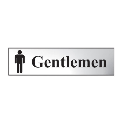 Gentlemen' Sign, Chrome Effect, Self-Adhesive PP (200mm x 50mm)