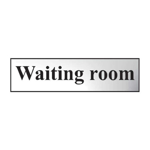 Waiting Room' Sign, Chrome Effect, Self-Adhesive PP (200mm x 50mm)