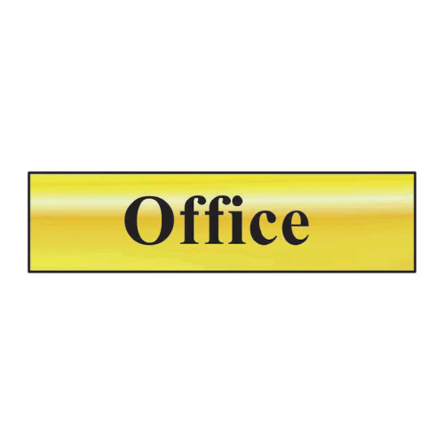 Office' Sign, Polished Gold Effect, Self-Adhesive PP (200mm x 50mm)