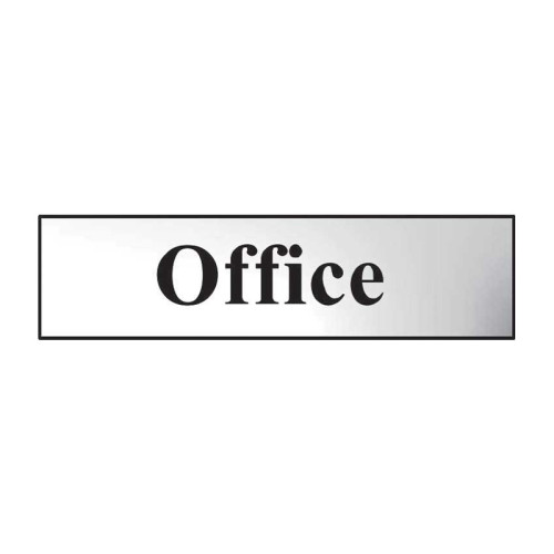 Office' Sign, Chrome Effect, Self-Adhesive PP (200mm x 50mm)