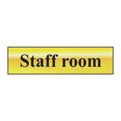 Staff Room' Sign, Polished Gold Effect, Self-Adhesive PP (200mm x 50mm)