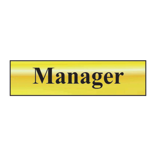 Manager' Sign, Polished Gold Effect, Self-Adhesive PP (200mm x 50mm)