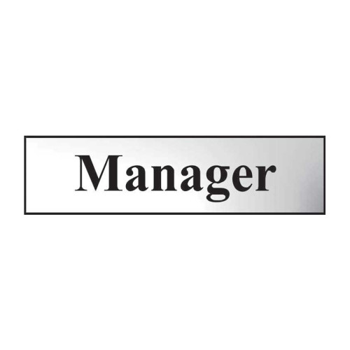 Manager' Sign, Chrome Effect, Self-Adhesive PP (200mm x 50mm)