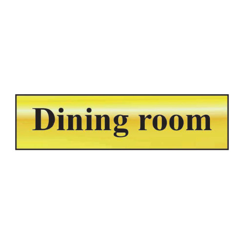 Dining Room' Sign, Polished Gold Effect, Self-Adhesive PP (200mm x 50mm)