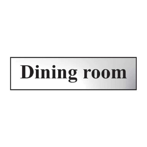 Dining Room' Sign, Chrome Effect, Self-Adhesive PP (200mm x 50mm)