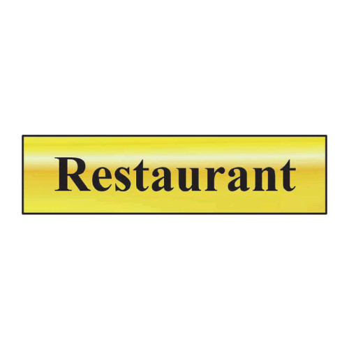 Restaurant' Sign, Polished Gold Effect, Self-Adhesive PP (200mm x 50mm)