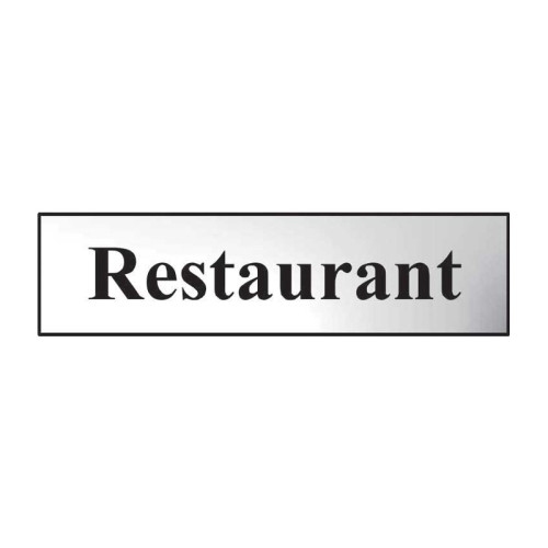 Restaurant' Sign, Chrome Effect, Self-Adhesive PP (200mm x 50mm)