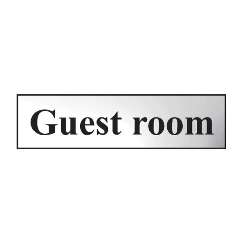 Guest Room' Sign, Chrome Effect, Self-Adhesive PP (200mm x 50mm)