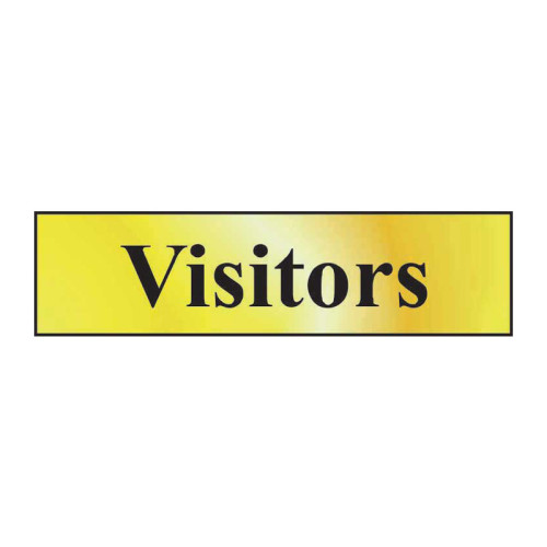 Visitors' Sign, Polished Gold Effect, Self-Adhesive PP (200mm x 50mm)