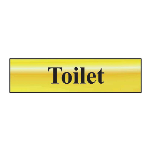 Toilet' Sign, Polished Gold Effect, Self-Adhesive PP (200mm x 50mm)