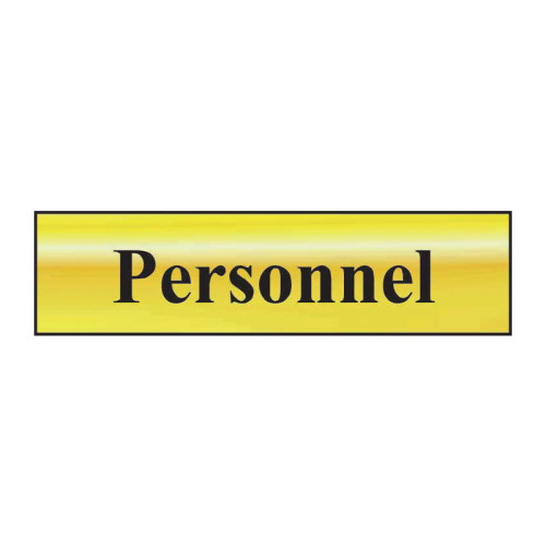 Personnel' Sign, Polished Gold Effect, Self-Adhesive PP (200mm x 50mm)