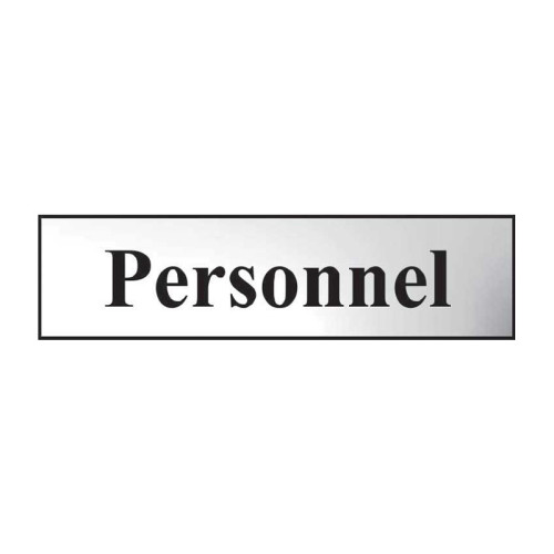 Personnel' Sign, Chrome Effect, Self-Adhesive PP (200mm x 50mm)
