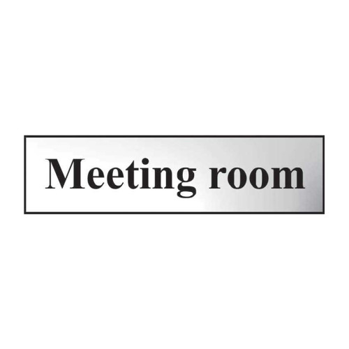 Meeting Room' Sign, Chrome Effect, Self-Adhesive PP (200mm x 50mm)
