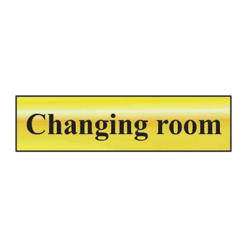 Changing Room' Sign, Polished Gold Effect, Self-Adhesive PP (200mm x 50mm)