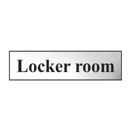 Locker Room' Sign, Chrome Effect, Self-Adhesive PP (200mm x 50mm)