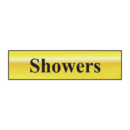 Showers' Sign, Polished Gold Effect, Self-Adhesive PP (200mm x 50mm)