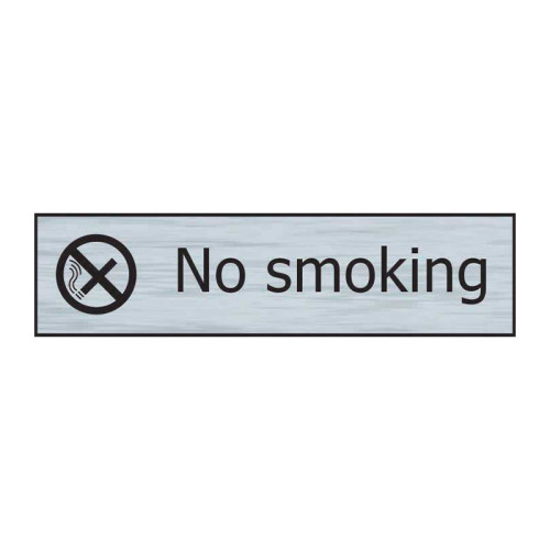 No Smoking' Sign, Stainless Steel Effect, Self-Adhesive PP (200mm x 50mm)