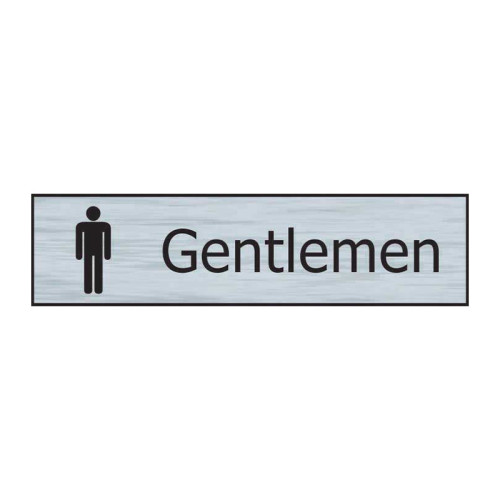 Gentlemen' Sign, Stainless Steel Effect, Self-Adhesive PP (200mm x 50mm)