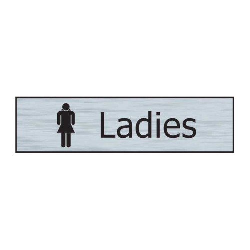 Ladies' Sign, Stainless Steel Effect, Self-Adhesive PP (200mm x 50mm)