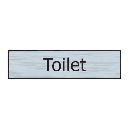Toilet' Sign, Stainless Steel Effect, Self-Adhesive PP (200mm x 50mm)