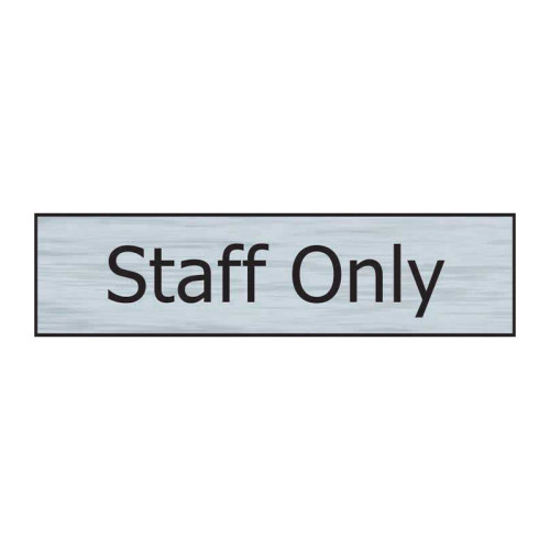Staff Only' Sign, Stainless Steel Effect, Self-Adhesive PP (200mm x 50mm)