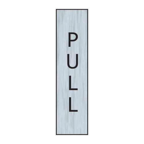 Pull (Vertical) Sign, Stainless Steel Effect, Self-Adhesive PP (200mm x 50mm)