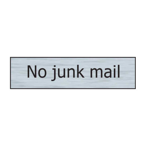 No Junk mail' Sign, Stainless Steel Effect, Self-Adhesive PP (200mm x 50mm)