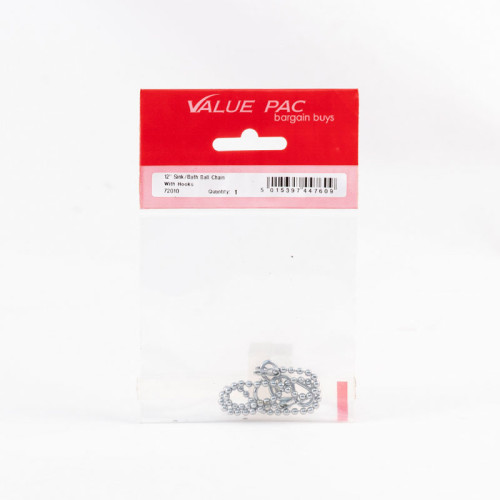 12" No. 6 CP Sink/Basin Ball Chain with Hooks