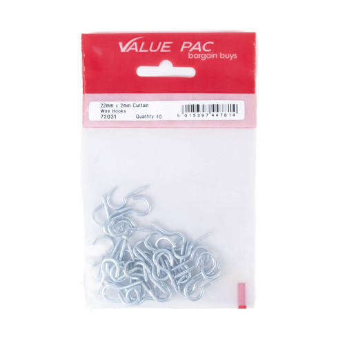 22mm x 2mm Curtain Wire Hooks (Pack of 40)