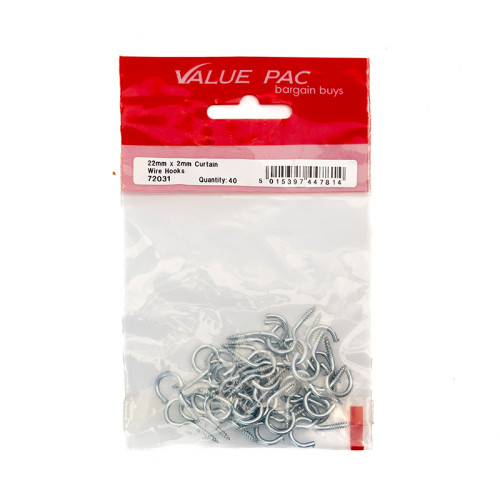 22mm x 2mm Curtain Wire Hooks (Pack of 40)