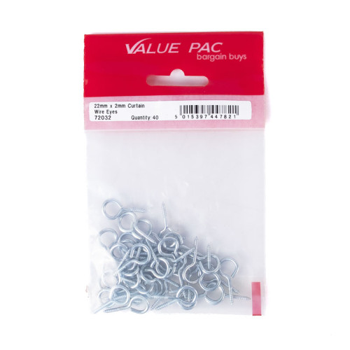 22mm x 2mm Curtain Wire Eyes (Pack of 40)
