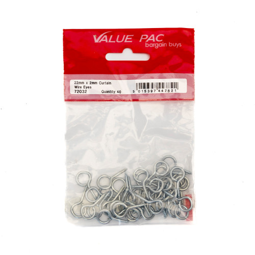22mm x 2mm Curtain Wire Eyes (Pack of 40)