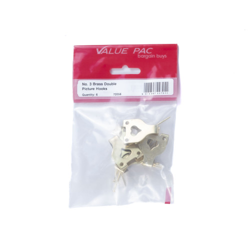 No 3 EB Double Picture Hooks (Pack of 6)