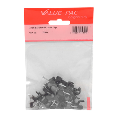 7mm Black Round Cable Clips