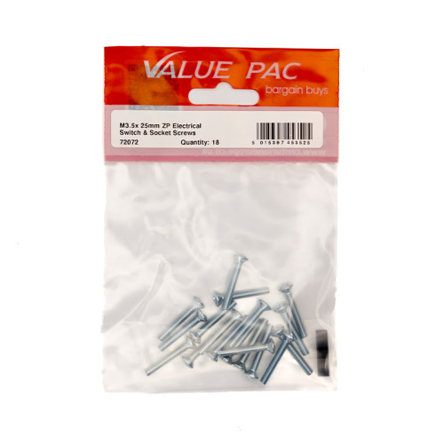 M3.5 x 25mm ZP Electrical Switch And Socket Screws (Pack of 18)