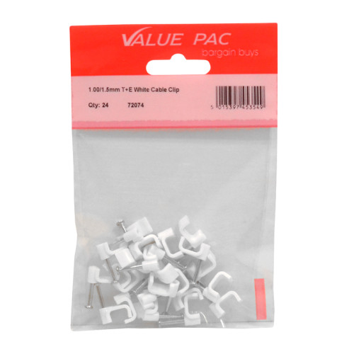 1.00/1.5mm T+E White Cable Clip
