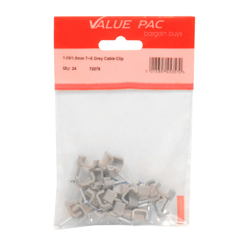 1.00/1.5mm T+E Grey Cable Clip