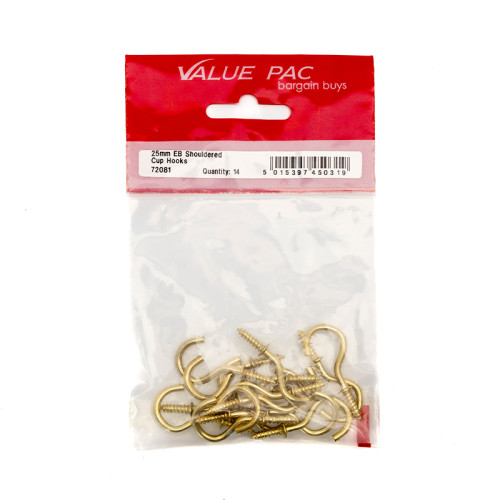 25mm EB Shouldered Cup Hooks (Pack of 14)